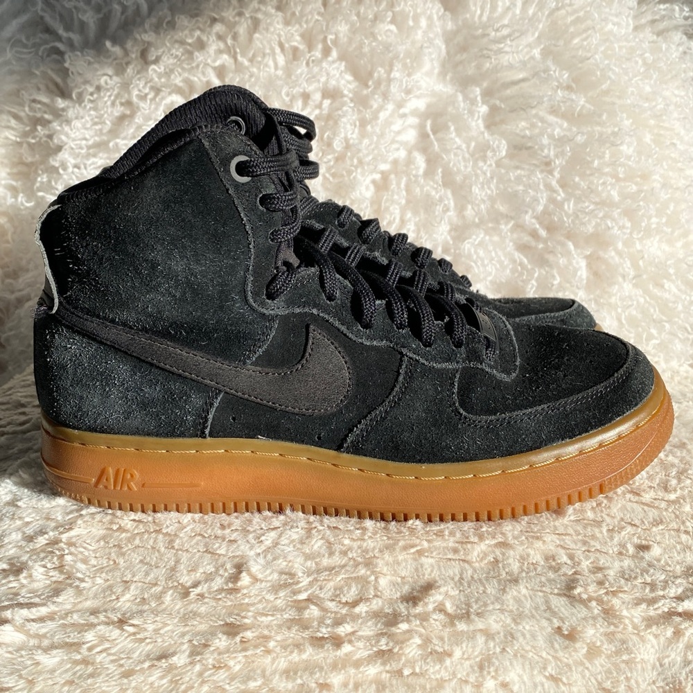 Nike AF1 Black Suede Gum bottom High top Air Force one